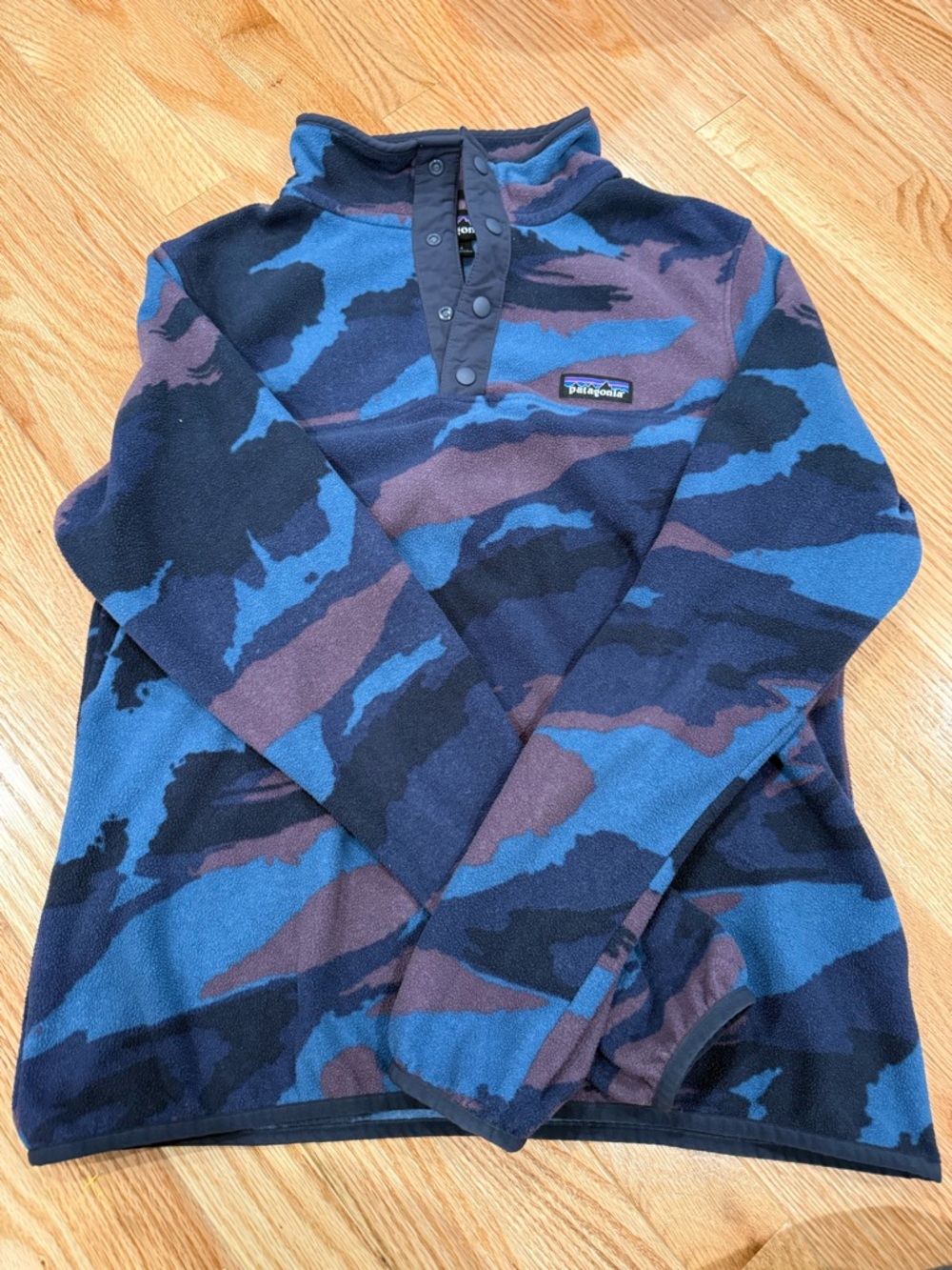 Patagonia Light Blue & Brown Fleece Pullover